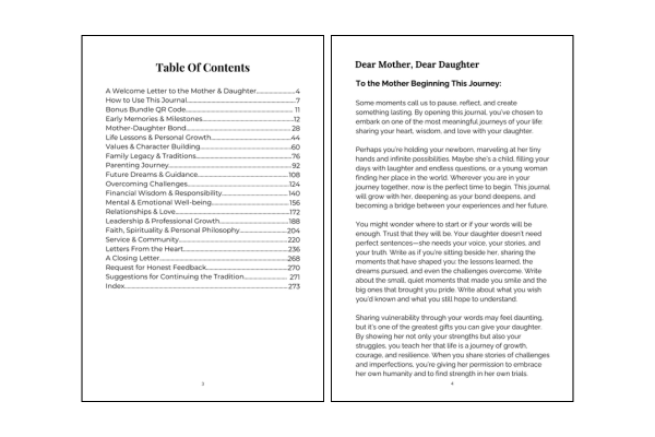 Table of Contents - letters to My Daughter